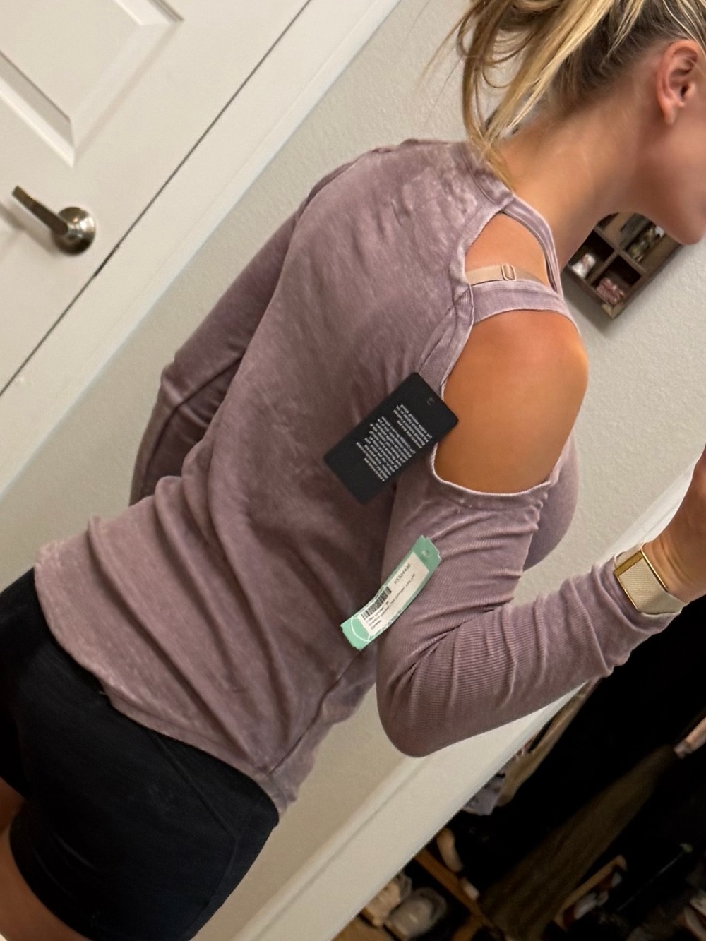 Chaser Cold-Shoulder Long Sleeve Top in Mauve - Picture 2 of 3